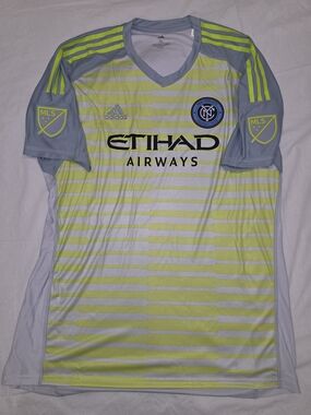 adidas NYCFC Away Soccer Jersey — Light Gray & Neon Yellow